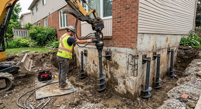 Helical Pile Installation in Bristol, CT