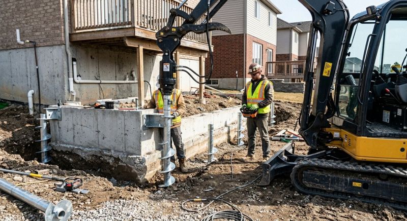 Helical Pile Installation in Bristol, CT